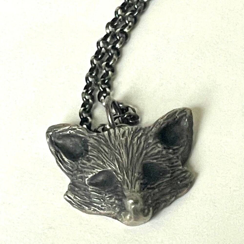 Andree Chenier Sterling Silver Fox Pendant Necklace 18in